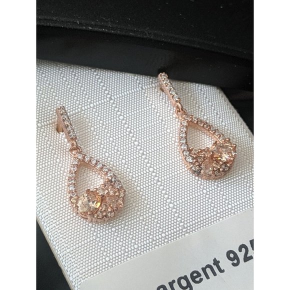 Amor Sterling Silver Earrings (Rose Gold plated, Zirconia) - Picture 4 of 6